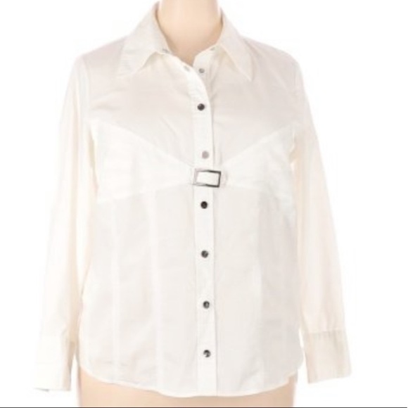 Lane Bryant White Snap Button‎ Down Top 18/20 - Picture 1 of 4